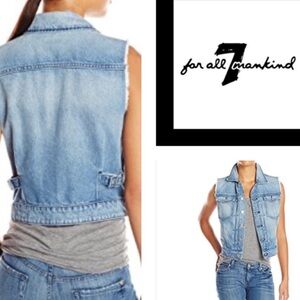 7 For All Mankind Blue Denim Vest